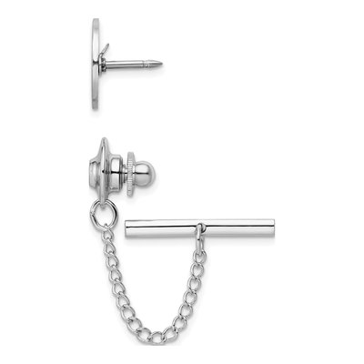 Men's Rhodium-Plated Engravable Tie Tac – view 2