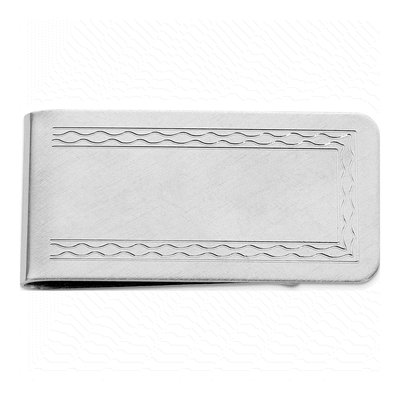 Men's Rhodium-Plated Engravable Money Clip