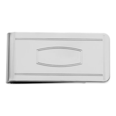 Rhodium-Plated Engravable Money Clip