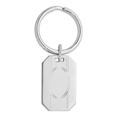 Engravable Key Ring in Rhodium-Plated Metal