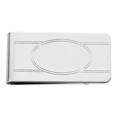 Men's Rhodium-Plated Engravable Money Clip