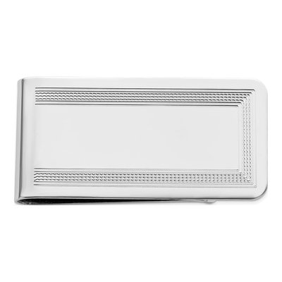 Men's Rhodium-Plated Engravable Money Clip
