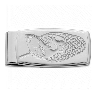 Fish in Net Rhodium Money Clip