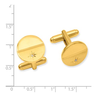 Gold-Plated Diamond Round Cuff Links – view 2