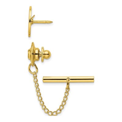 Men's Gold-Plated Diamond Round Tie Tac – view 2