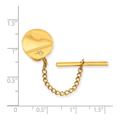Men's Gold-Plated Diamond Round Tie Tac – view 3