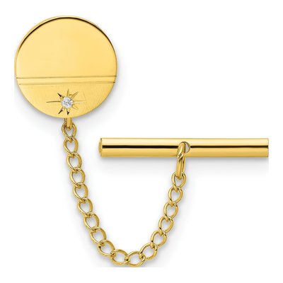 Men's Gold-Plated Diamond Round Tie Tac
