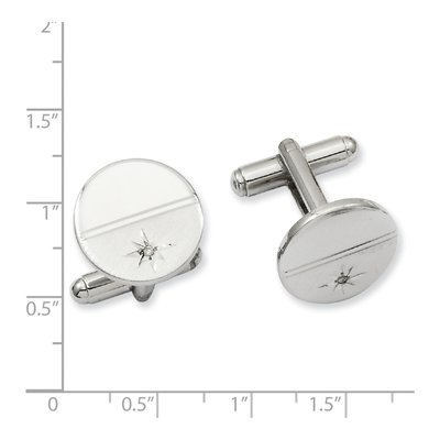 Men's Rhodium-Plated Diamond Cuff Links – view 2