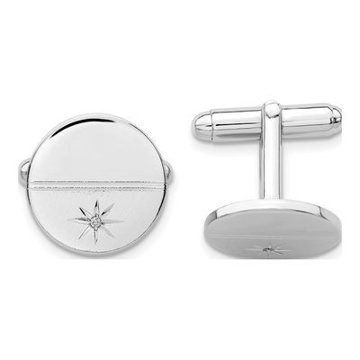 Men's Rhodium-Plated Diamond Cuff Links