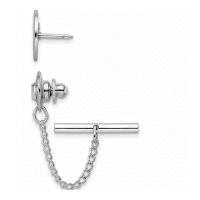 Men's Rhodium-Plated Diamond Round Tie Tac – view 2