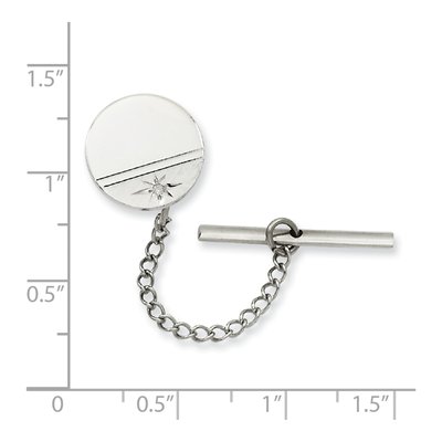 Men's Rhodium-Plated Diamond Round Tie Tac – view 3