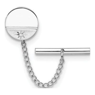 Men's Rhodium-Plated Diamond Round Tie Tac