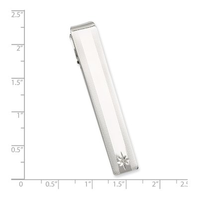 Men's Rhodium-Plated Diamond Engravable Tie Bar – view 3