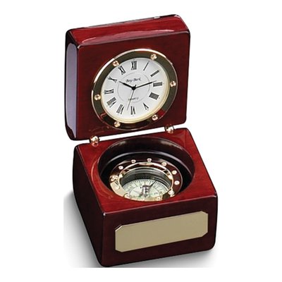 Rosewood Compass & Clock Box