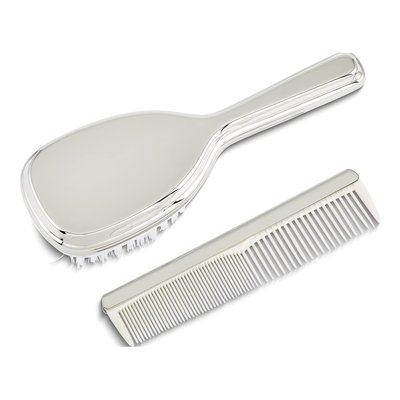 Nickel-Plated Non-Tarnish Girls Brush And Comb Set