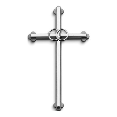 Silver-Tone Double Rings Wedding Wall Cross