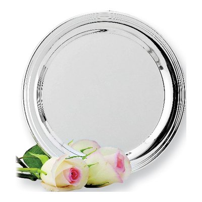 8.5 In Round Nickel-Plated Engravable Tray