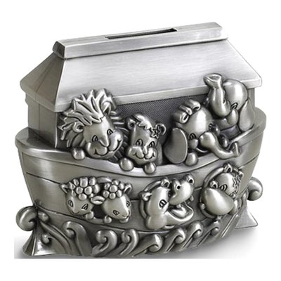 Pewter Finish Noah's Ark Metal Bank