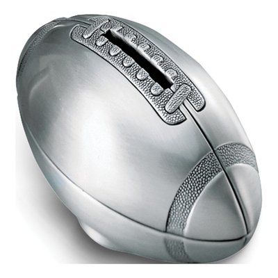Pewter-Tone Football Bank