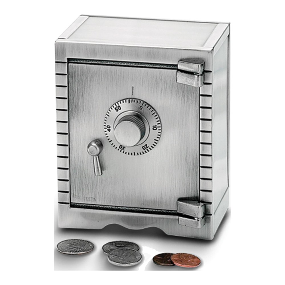 Pewter-Tone Metal Vault Bank with Combination Lock