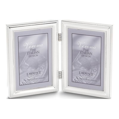 Silver-Plated Beaded Double Photo Frame, 5x7