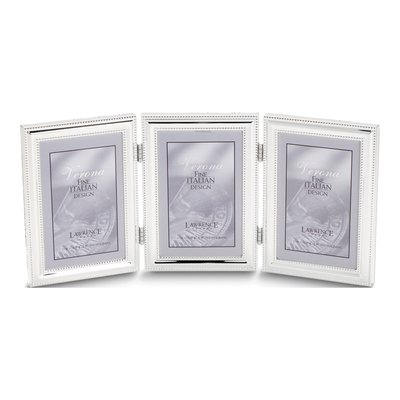 Silver-Tone Beaded Triple Photo Frame, Engravable