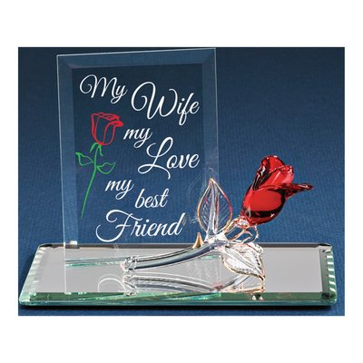My Wife Love Best Friend Red Rose Handcrafted Glass Figurine – view 3