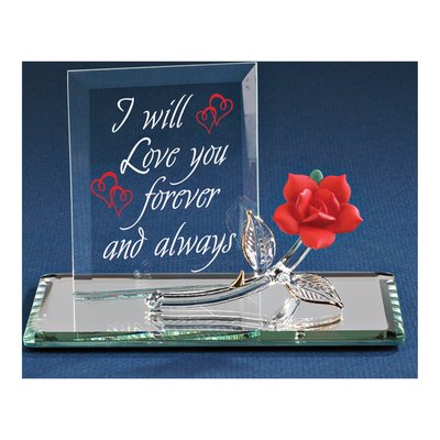 I Will Love You Forever And Always Red Rose Handcrafted Glass Figurine – view 3