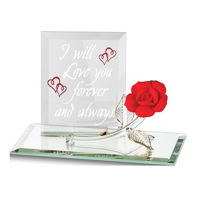 I Will Love You Forever And Always Red Rose Handcrafted Glass Figurine