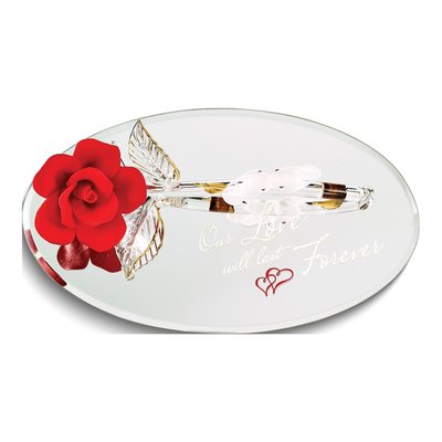 Handcrafted Glass Rose & Doves Figurine, 22k Gold Trim – view 3