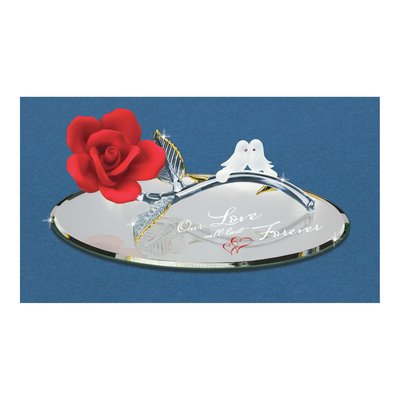 Handcrafted Glass Rose & Doves Figurine, 22k Gold Trim – view 4