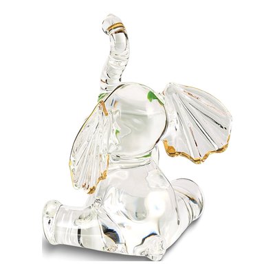 Good Luck Elephant With Clover Handcrafted Glass Figurine – view 2