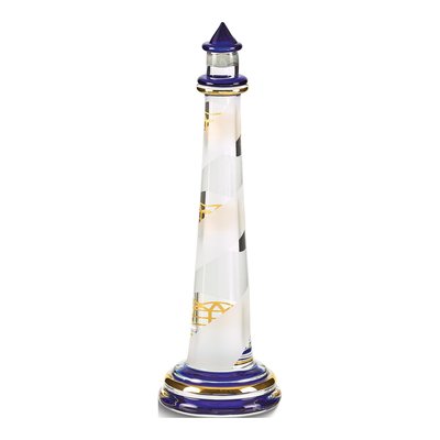 Blue Lighthouse Glass Figurine with 22k Gold Trim – view 2