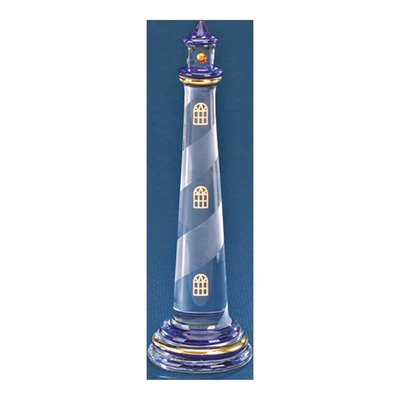 Blue Lighthouse Glass Figurine with 22k Gold Trim – view 3