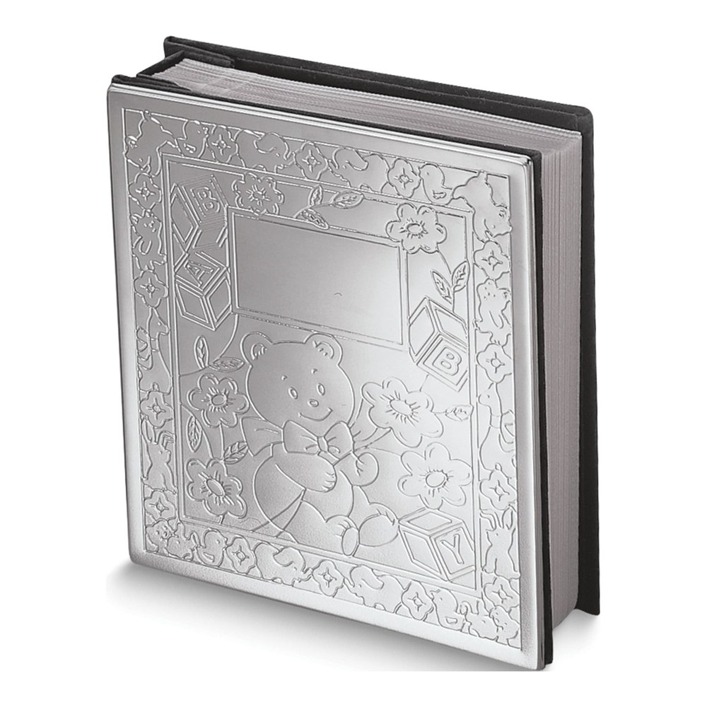Engravable Silver-Tone Baby Photo Album, Holds 100 Photos