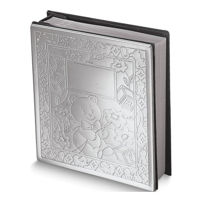 Engravable Silver-Tone Baby Photo Album, Holds 100 Photos
