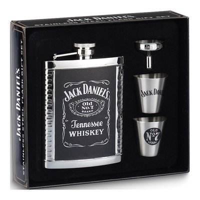 Jack Daniel's Leather Inset Flask Gift Set