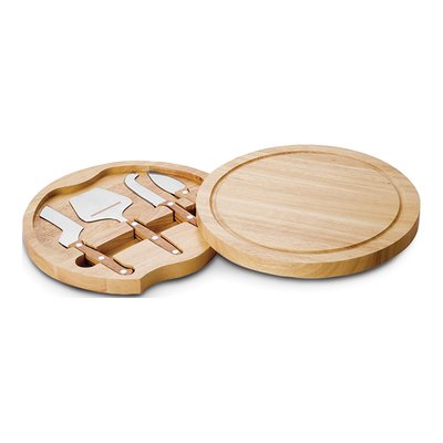 Rubberwood Cheese Board with Stainless Tools Set – view 2