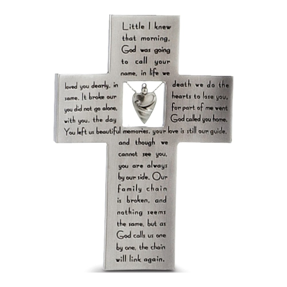 Child Memory Heart Cross Dangle Keepsake with Poem