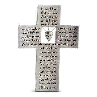 Child Memory Heart Cross Dangle Keepsake with Poem