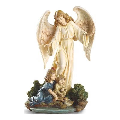 Guardian Angel with Children Stone Resin Figurine