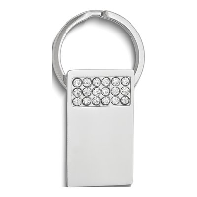 Silver-Tone Crystal Rectangle Key Ring