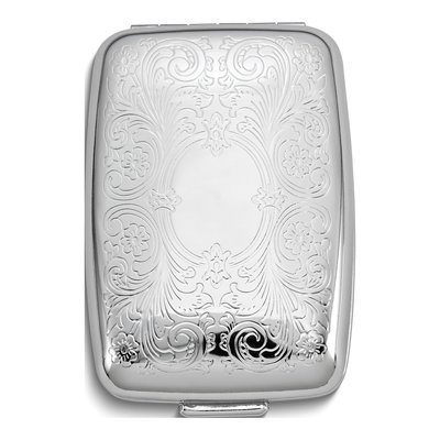 Silver-Tone Etched Rectangle Pillbox