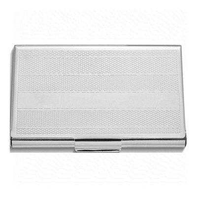 Silver-Tone Engravable Business Card Case