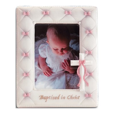 Pink Baptism Photo Frame - Resin 3.5x5 Keepsake