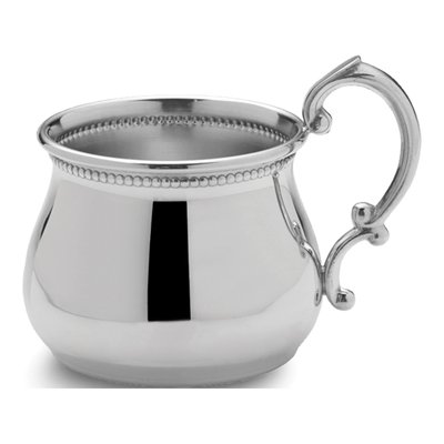 Empire Polished Pewter Beaded Edge Pot Belly 4.5 Oz. Baby Cup
