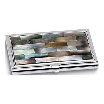 Silver-Tone Black Mother of Pearl Card Holder