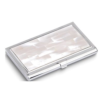 Silver-Tone Mother of Pearl Business Card Holder
