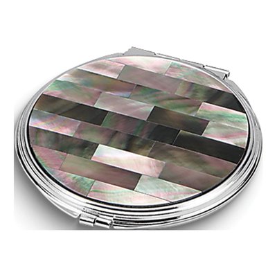 Black Mother of Pearl Round Compact Mirror