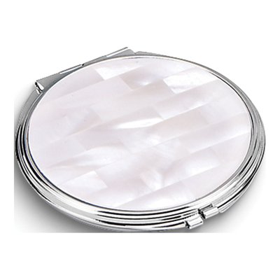 White Mother of Pearl Round Compact Mirror